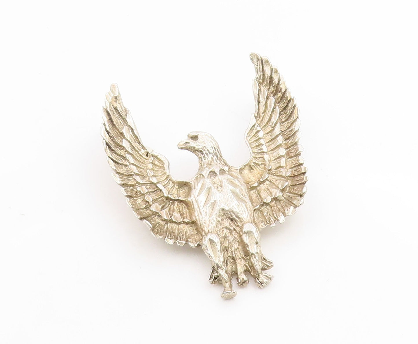 925 Sterling Silver Vintage Pendant Etched Majestic Flying Eagle Charm  PT25932