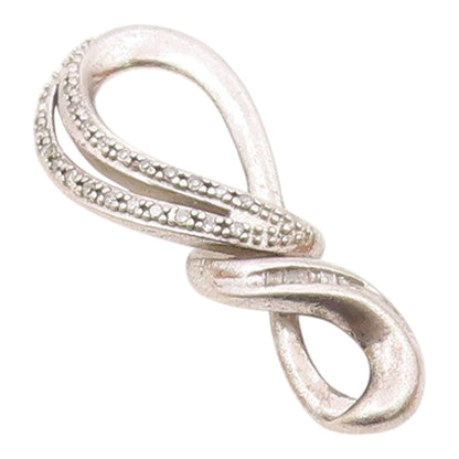 925 Sterling Silver  Genuine Diamonds Infinity Tear Drop Pendant  PT14073