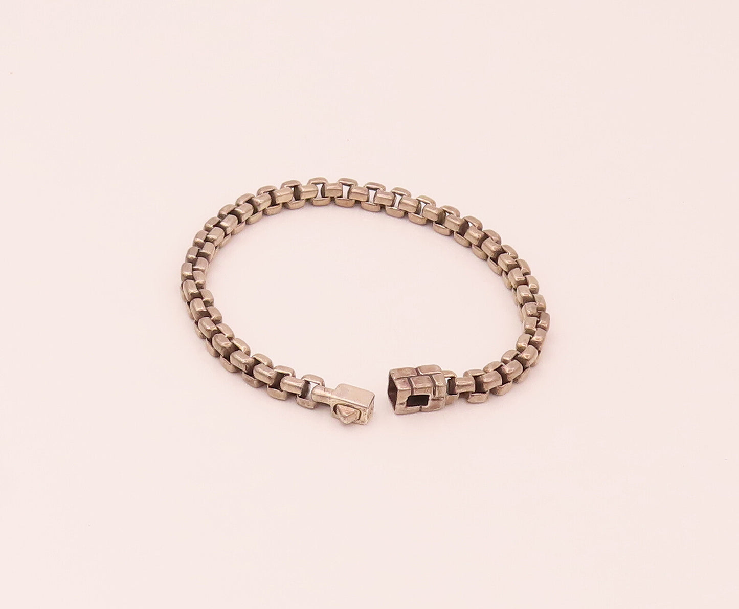 JOHN HARDY 925 Sterling Silver Vintage Box Chain 3D Bracelet  BT9840