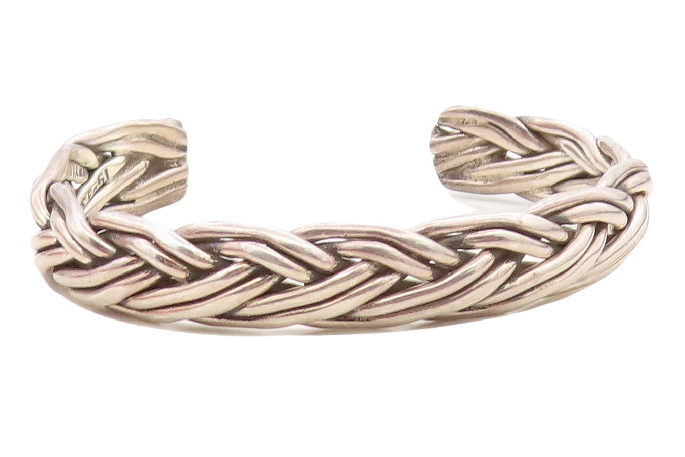 MEXICO 925 Sterling Silver Vintage Dark Tone Braided Cuff Bracelet BT2927