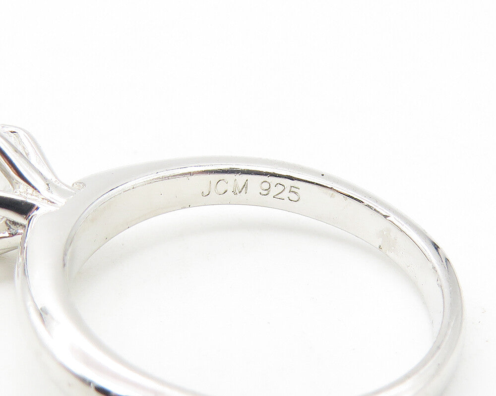 925 Sterling Silver  Prong Set Cubic Zirconia Solitaire Ring Sz 5  RG11344