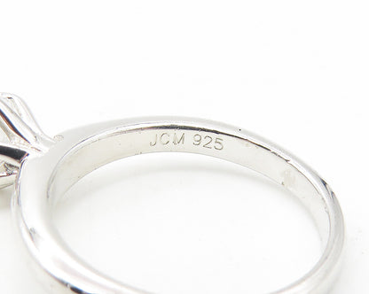 925 Sterling Silver  Prong Set Cubic Zirconia Solitaire Ring Sz 5  RG11344