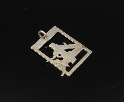925 Sterling Silver  Vintage Branch Of Garden Birds Cutout Pendant  PT21585