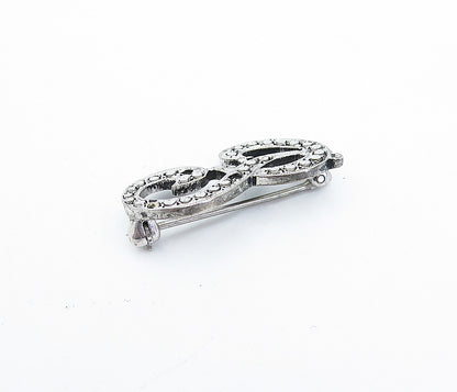 925 Sterling Silver  Vintage Petite Sparkling P Initial Brooch Pin  BP1104