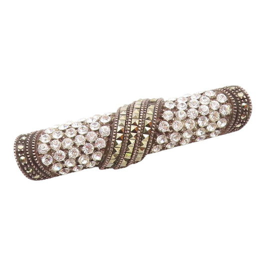JUDITH JACK 925 Silver  Vintage Cubic Zirconia & Marcasite Brooch Pin  BP9147