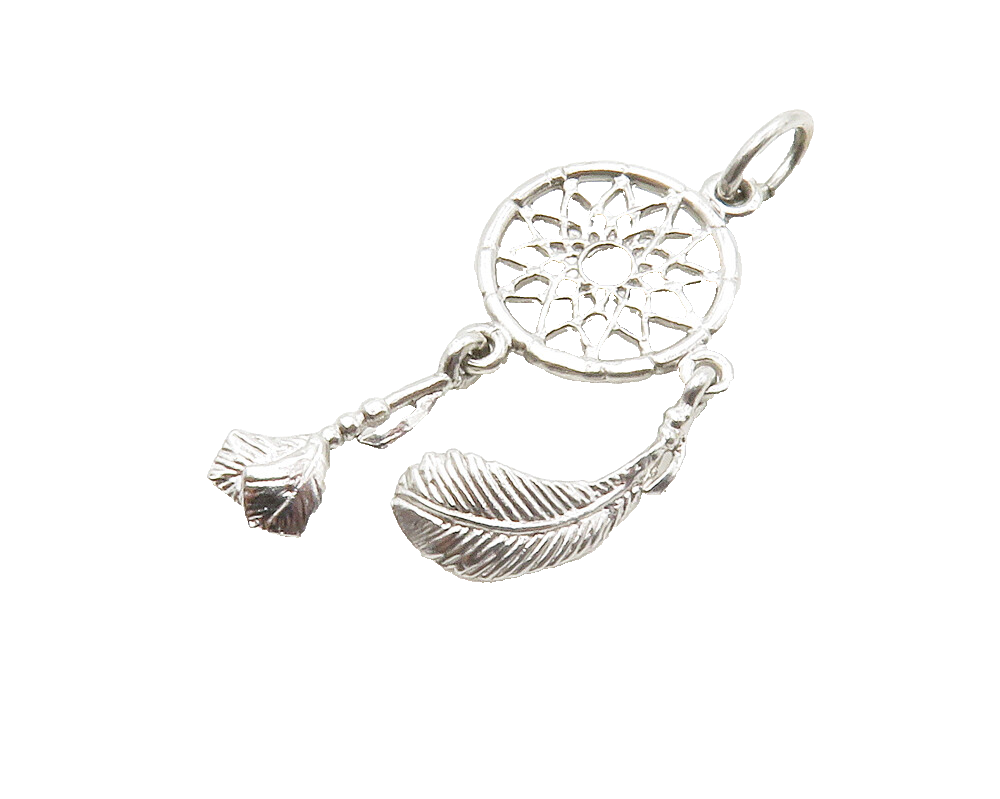 925 Sterling Silver  Vintage Shiny Petite Dream Catcher Motif Pendant  PT10401