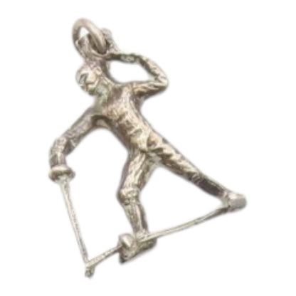 925 Sterling Silver  Vintage Standing Figure With Sword Charm Pendant  PT21644