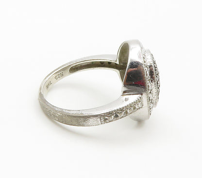 925 Sterling Silver  Shiny Genuine Diamonds Oval Cocktail Ring Sz 7  RG15448