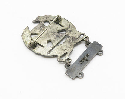 925 Sterling Silver  Vintage Oxidized Rifle Association Brooch Pin  BP4205