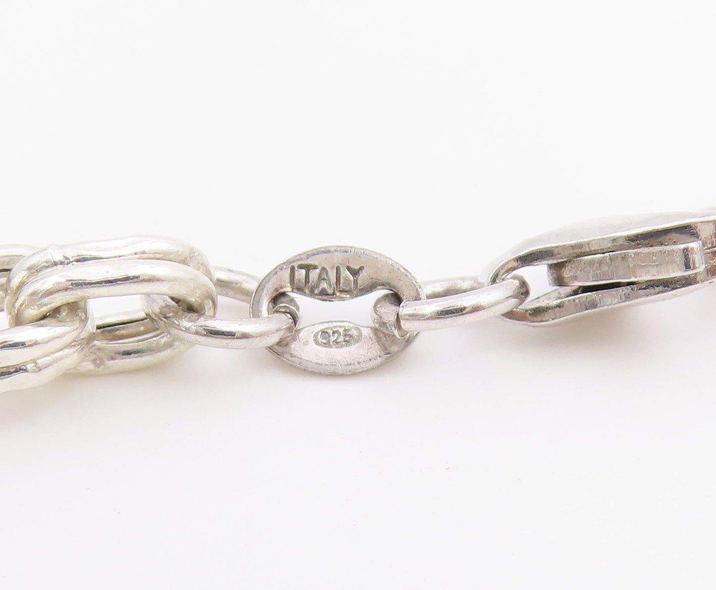 925 Sterling Silver Vintage Necklace Modernist Two Tone Byzantine Link  NE4884