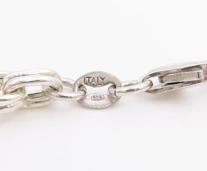 925 Sterling Silver Vintage Necklace Modernist Two Tone Byzantine Link  NE4884