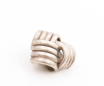 925 Sterling Silver Vintage Earrings Chunky Ribbed Triangle Knot Clip On EG14059