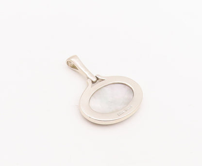 925 Sterling Silver Vintage Pendant Rectangle Cut Abalone Oval Collage  PT23399