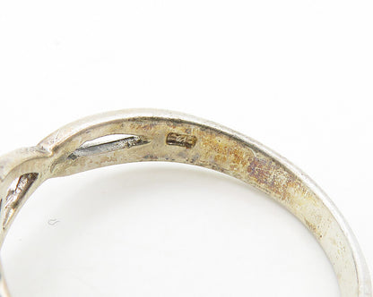 925 Sterling Silver  Vintage Shiny Open Knot Design Band Ring Sz 9  RG19346
