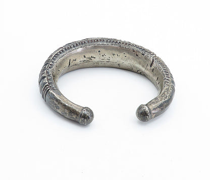 925 Sterling Silver  Vintage Antique Oxidized Pattern Cuff Bracelet  BT2501