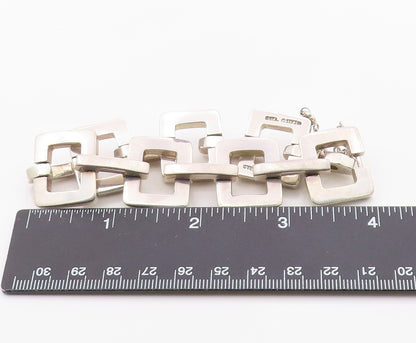 925 Sterling Silver Vintage Bracelet MEXICO Solid Geometric Link HEAVY  BT12142