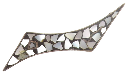 ISRAEL 925 Sterling Silver  Vintage Mother Of Pearl Mosaic Brooch Pin  BP7922