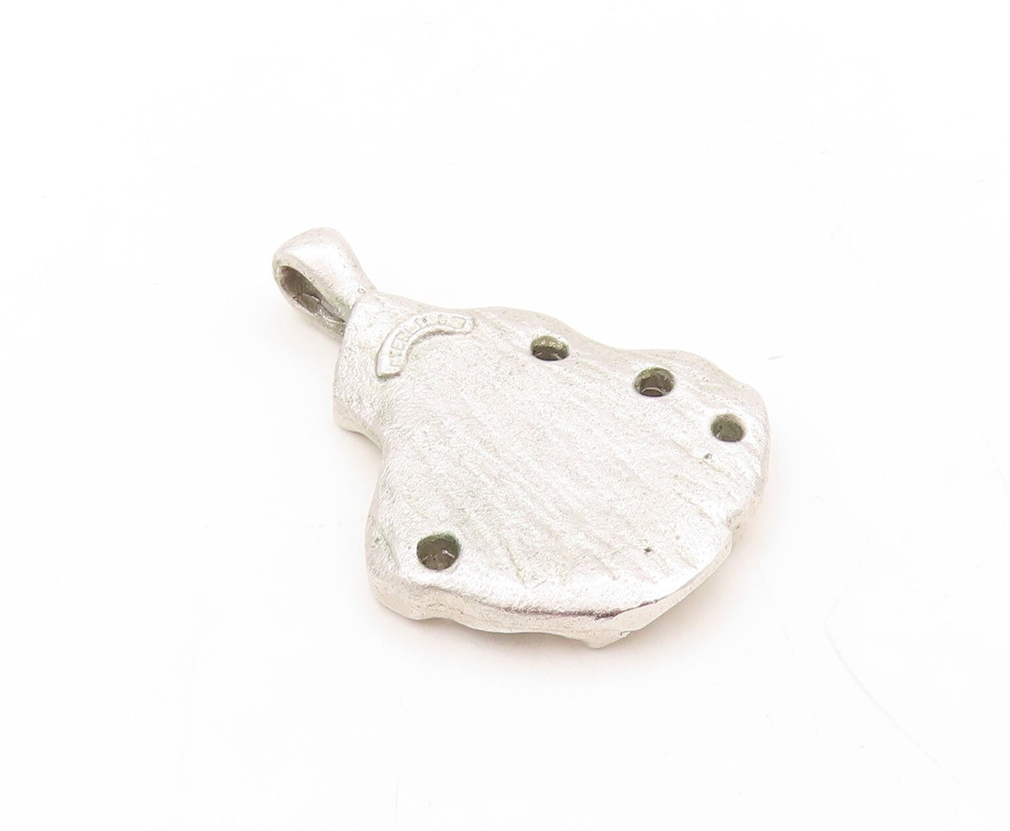 925 Sterling Silver Vintage Pendant Designer Brutalist Carved  PT23629