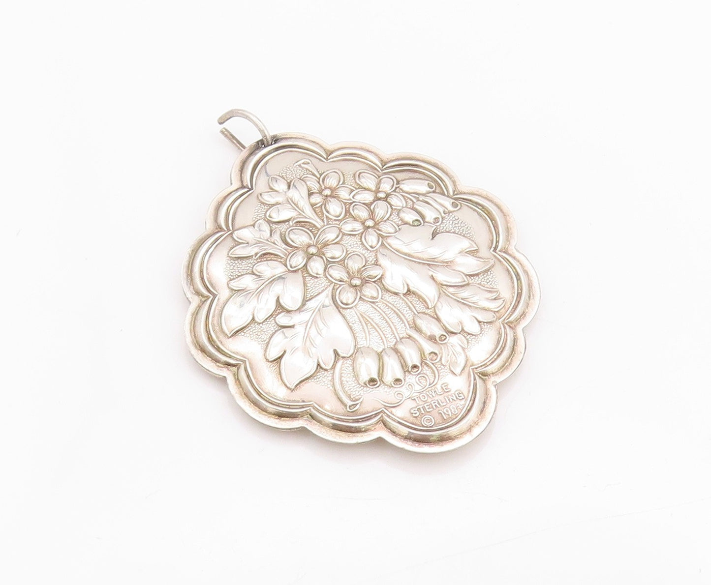 925 Sterling Silver Vintage Pendant 1984 TOWLE Antique Flower Bouquet  PT24710