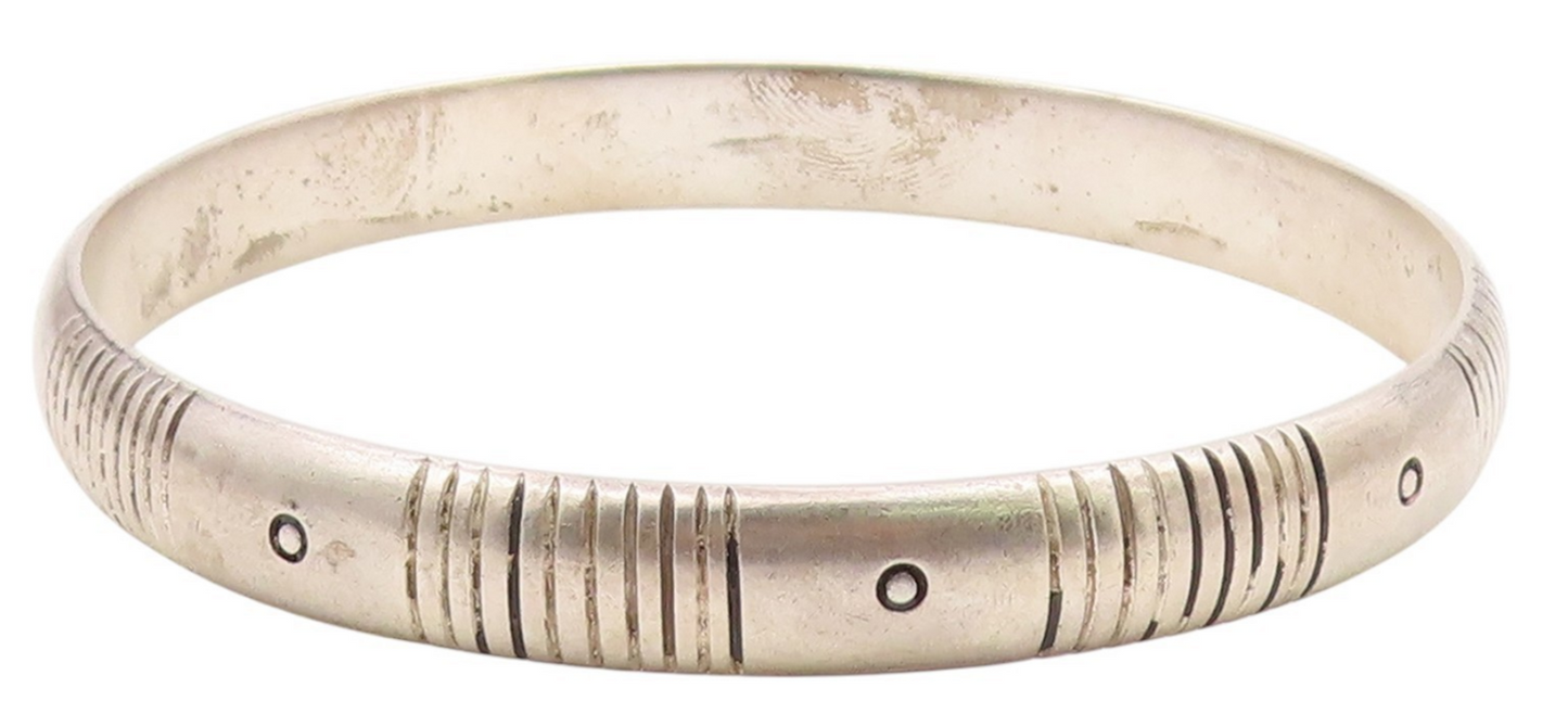 JEAN DUVOISIN 925 Sterling Silver  Vintage Modernist Bangle Bracelet  BT9060