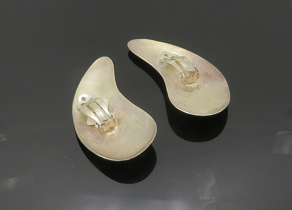 TULLA BOOTH 925 Silver  Vintage Black Onyx Shiny Non Pierce Earrings  EG10040