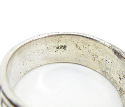 925 Sterling Silver  Vintage Square Spiral Pattern Band Ring Sz 11  RG7066