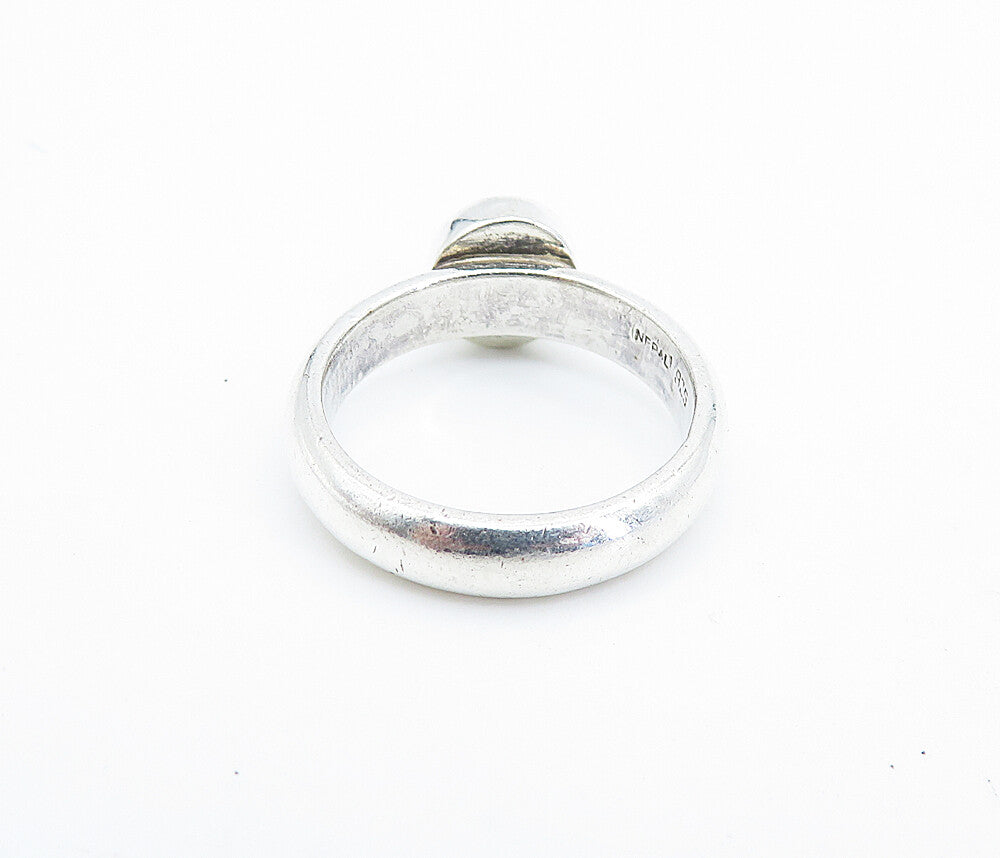 925 Sterling Silver Cabochon Cut Yellow Topaz Solitaire Ring Sz 6 RG6937