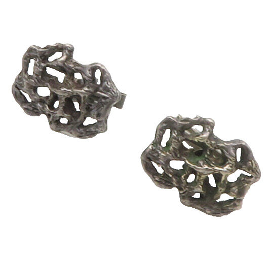 925 Sterling Silver  Vintage Brutalist Sculpted Dark Tone Cufflinks  TR2312