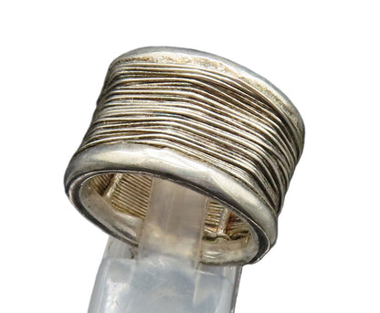 925 Sterling Silver  Vintage Wire Wrapped Wide Band Ring Sz 7.5  RG24835