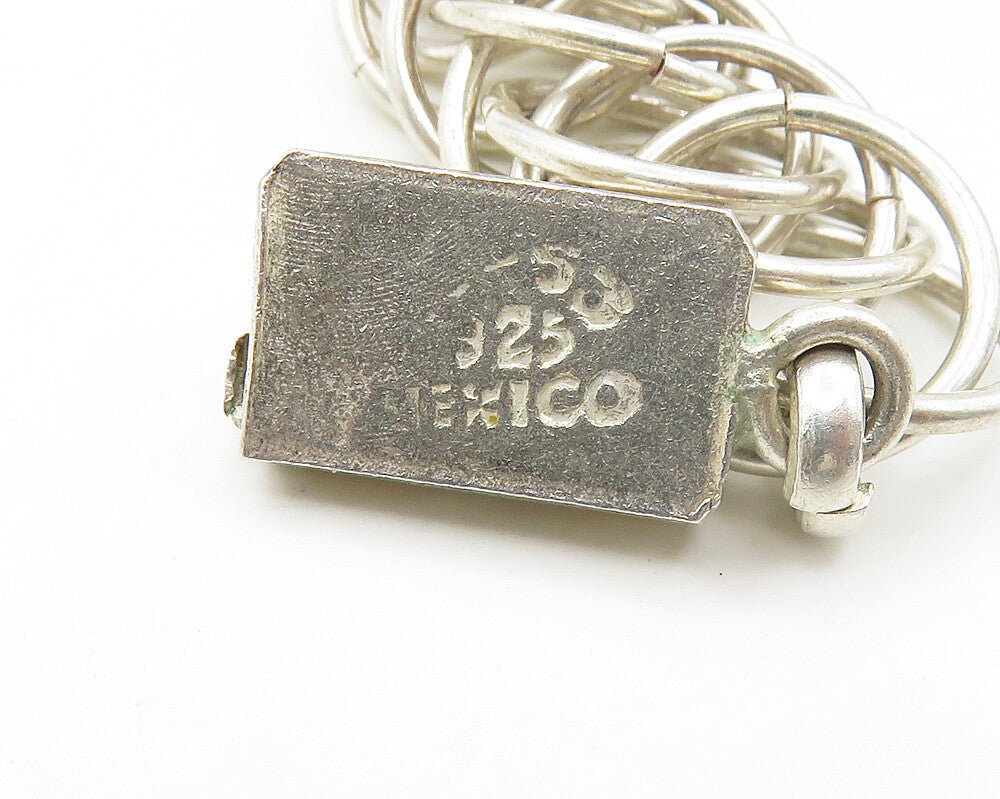 MEXICO 925 Sterling Silver  Vintage Shiny Circle Cluster Chain Necklace NE2759