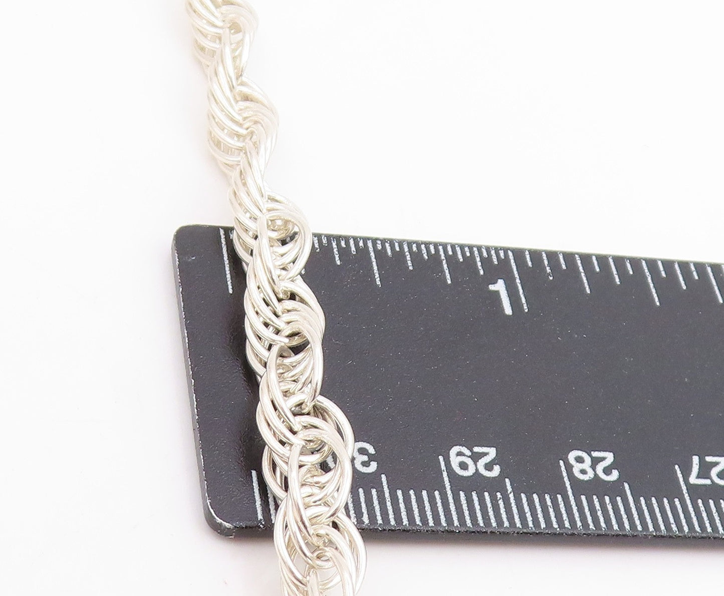 925 Sterling Silver Vintage Necklace Modernist Solid Twisted Rope Chain  NE4796