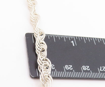 925 Sterling Silver Vintage Necklace Modernist Solid Twisted Rope Chain  NE4796