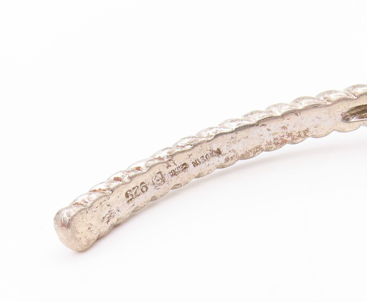 925 Sterling Silver Vintage Bracelet Designer Round Pink CZ Roped Cuff  BT11067