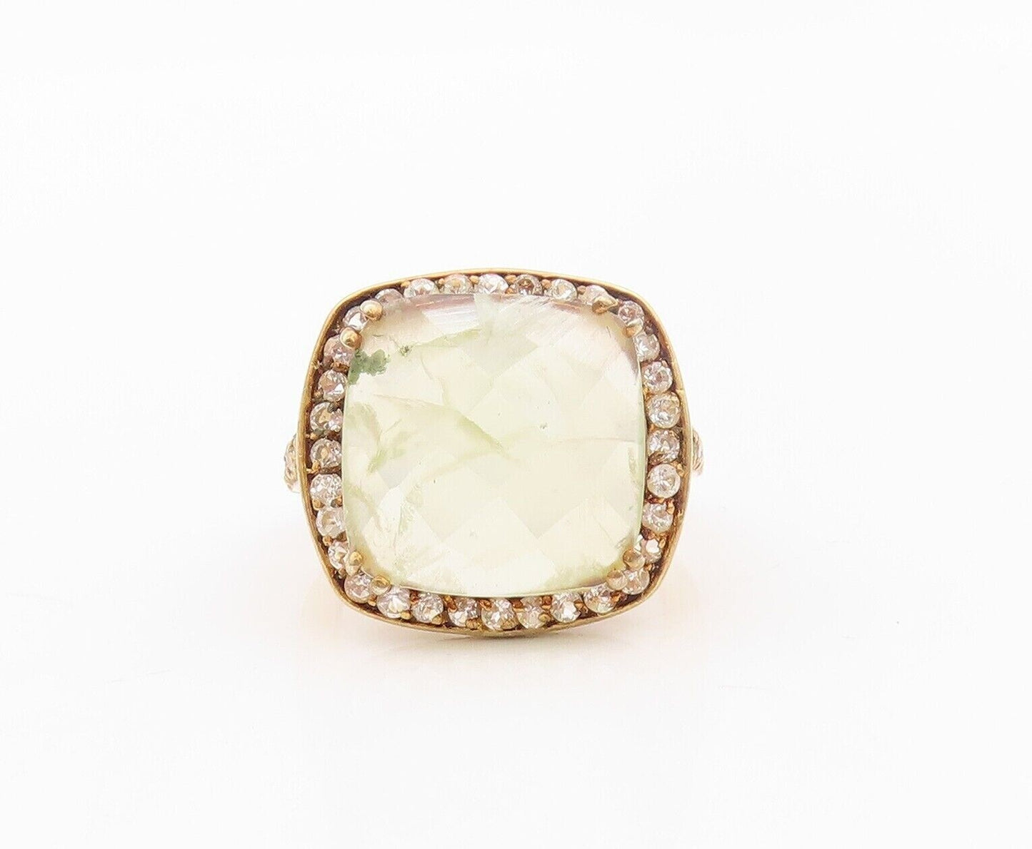 925 Sterling Silver Vintage Ring Gold Plated Gemstone & Topaz  Sz 6.5  RG30154