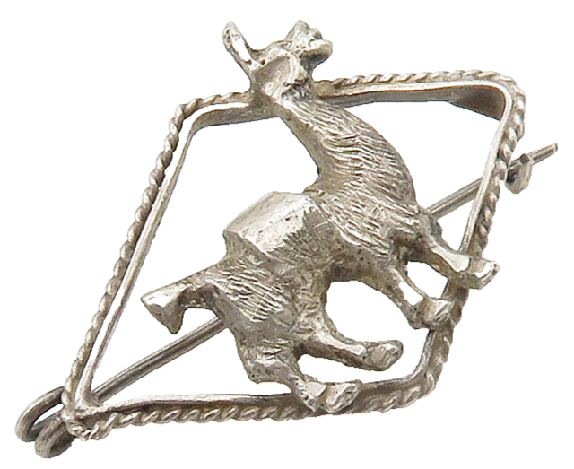 925 Sterling Silver  Vintage Antique Alpaca Diamond Shape Brooch Pin  BP6101