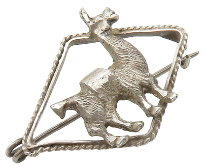 925 Sterling Silver  Vintage Antique Alpaca Diamond Shape Brooch Pin  BP6101