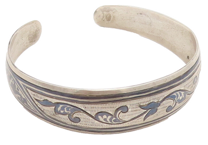 EAST EUROPE 925 Silver Vintage Antique Enameled Swirly Design Bracelet BT10007