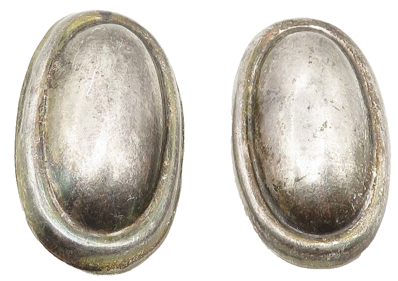 MEXICO 925 Sterling Silver  Vintage Oval Dome Non Pierce Drop Earrings  EG5891