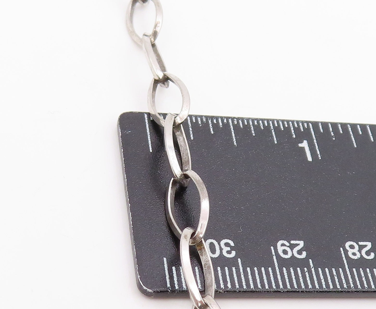 925 Sterling Silver Vintage Necklace Multi Tone Key & Spiky Orb Chain  NE4835