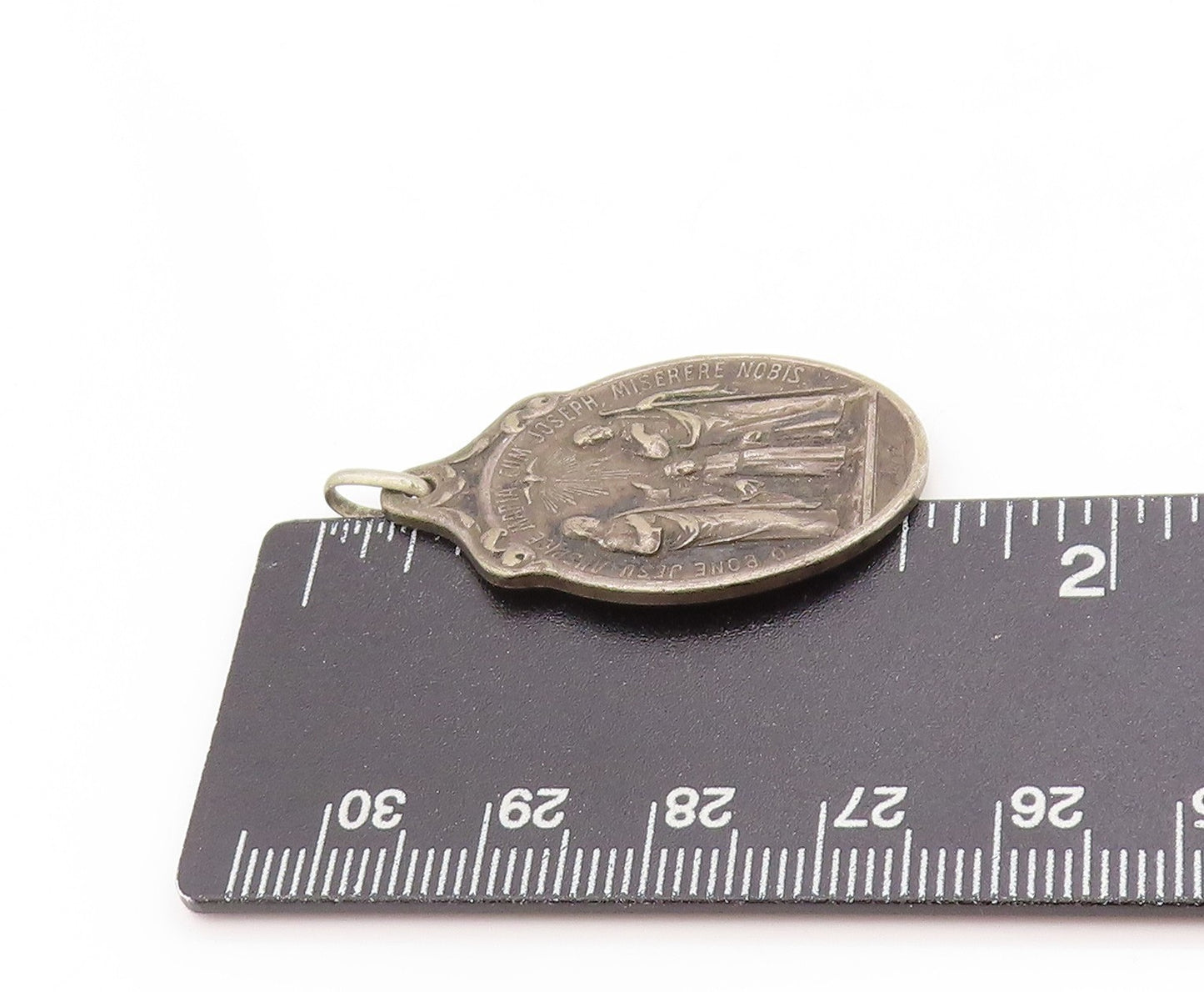 925 Sterling Silver Vintage Pendant Antique Holy Family Religious Medal  PT25074