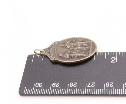 925 Sterling Silver Vintage Pendant Antique Holy Family Religious Medal  PT25074