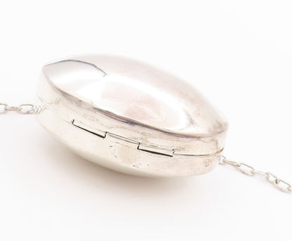 925 Sterling Silver Vintage Necklace MEXICO Oval Large Pill Box OPENS  NE4597