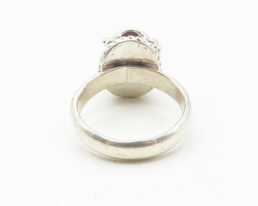 925 Sterling Silver  Cabochon Cut Malachite Twist Band Ring Sz 5  RG11341