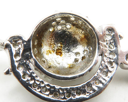 925 Sterling Silver  Vintage Cubic Zirconia Petite Globe Pendant  PT14619