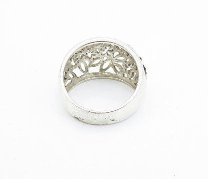 925 Sterling Silver  Shiny Floral Vine Cutout Design Band Ring Sz 9  RG7877