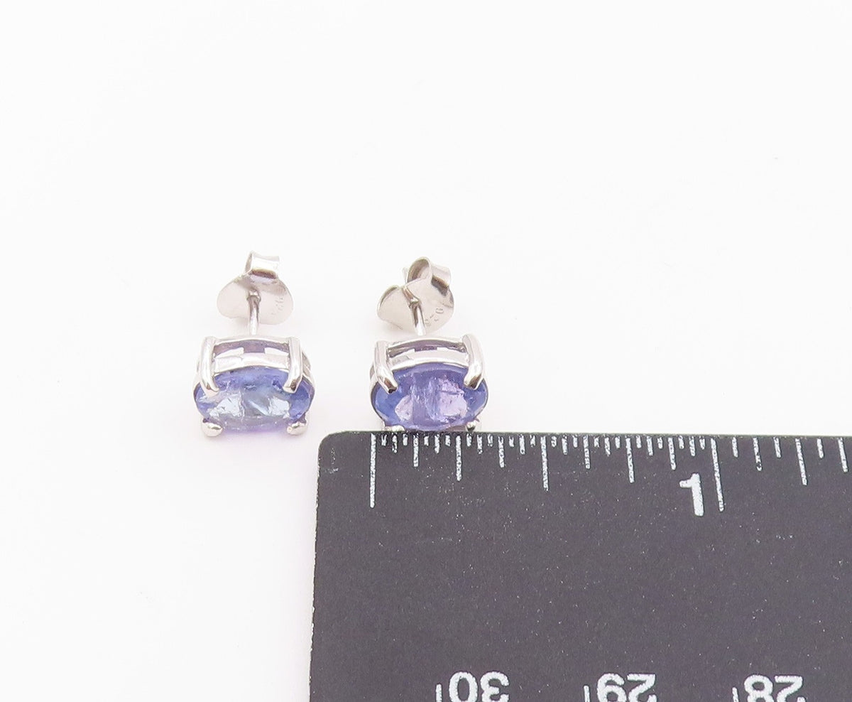925 Sterling Silver Vintage Earrings Classic Oval Cut Tanzanite Studs  EG14442