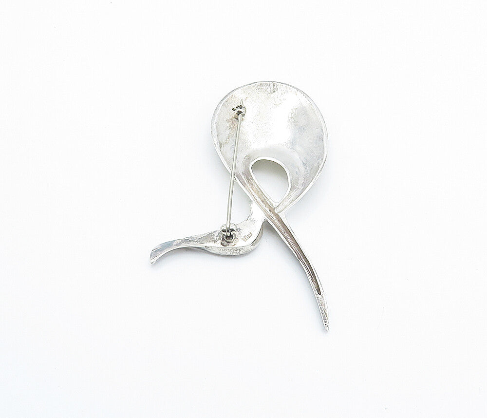 AYSE 925 Sterling Silver  Vintage Shiny Modernist Design Brooch Pin  BP2948