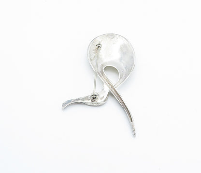 AYSE 925 Sterling Silver  Vintage Shiny Modernist Design Brooch Pin  BP2948