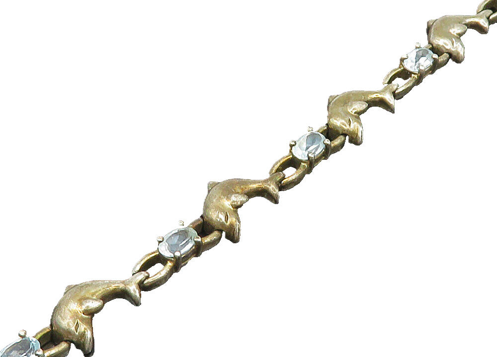 ROSS SIMON 925 Sterling Silver  Vintage Aquamarine Chain Bracelet  BT8447