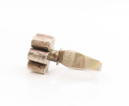 925 Sterling Silver Vintage Ring SWEDEN Geometric Cylinder Cluster Sz 6 RG34693